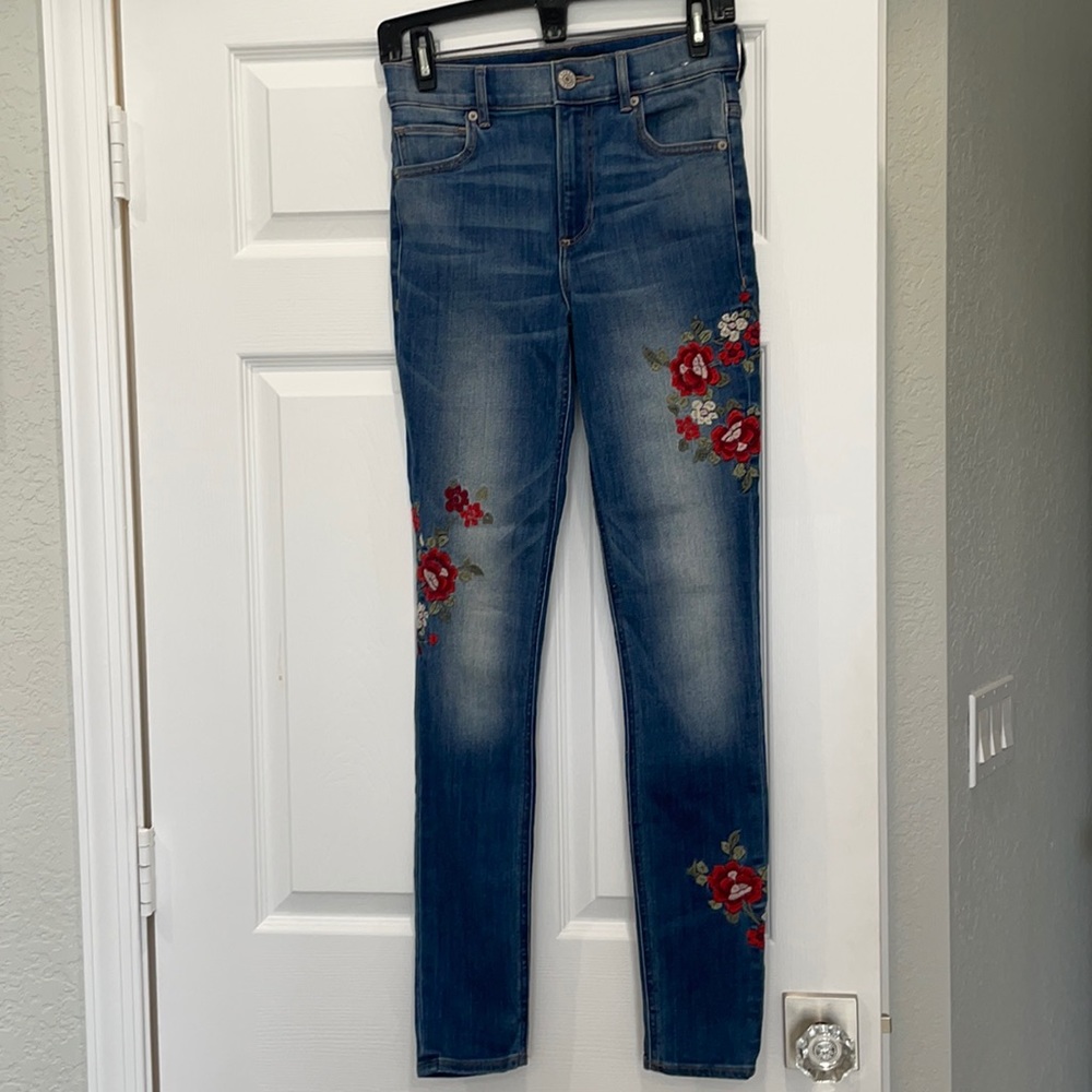 Express floral embroidered skinny Jean